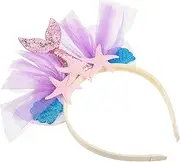 [NOLITOY] 2pcs Mermaid Crown for Girls Beach Wedding Hairband Girls Headbands Cute Accessories Shell Tulle Head