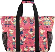 [sanluoli] Bags Foldable Beach Bags With Compartments with Handles Laundry Bag Travel, Rats Nutcrackers Peach, 1 size