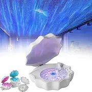 Shell Lamp with Bluetooth Speaker, Night Lights Bluetooth Speaker, Shell Wave Lamp Speaker, Northern Lights Ocean Wave Projector Shell Light, Shell Ocean Wave Vinyl Player (Purple)