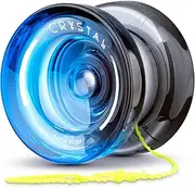 [MAGICYOYO] K2 Crystal Yoyo for Kids 8-12, Responsive Yoyo Professional for Beginners, Plastic Dual Function Yo Yo with 12 Yoyo Strings, Yo-yos Case Bag + Yoyos Accessory Kit (Black Blue)