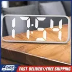 LED Digital Alarm Temperature Date Display 12/24H Desk Mirror Clocks for Student