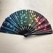 [Mingzhe] Bamboo Folding Fans Colorful Handheld Fan Performance Accessories for Dance Parties (Assorted Color)