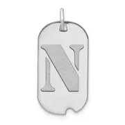 14k White Goldw Polished Letter N Initial Dog Tag Pendant