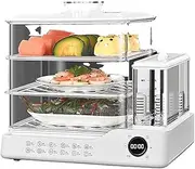 Electric Food Steamer, 3 Tier Removable Steamer, 24L Large Capacity, Touch Screen Display, 800W Fast Heating, 12H Timer, Independent Water Tank with Filter for Safer Use