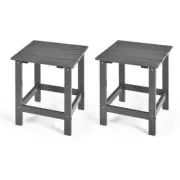 Costway Outdoor Coffee Tables 18" x 15" Wood Frame + Square Shape Gray (2-Pcs)