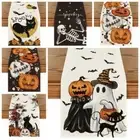Gost Pattern Halloween Table Runner Pumpkins Black Cat Home Party Decor
