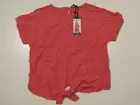 David Bitton BUFFALO Womens Shirt Coral Front Knot Hem Round Neck S/S NWT Sz M
