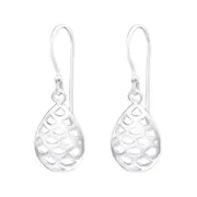 Long Silver Teardrop Earrings