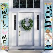 Welcome Home Porch Banner Decorations with 70.8"X11.8"，Welcome Gnome Spring