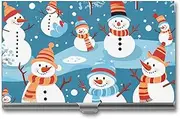 [VFMKT] Slim Metal Business Card Holder Portable Business Card Case Pocket Name Card Holder Snowman Wallet for Men Women Office Travel, style, One Size