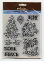 Christmas Flourish Recollections Clear Stamp Set Reindeer Tree Star Poinsettia