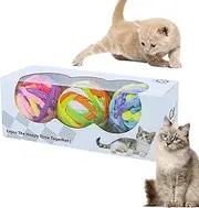 Cat Ball Toy | Cat Chew Toy Interactive Balls, Colorful Soft Teeth Supplies with Bells, Pet Supplies for Indoor Kitten Boredom Play Enrichment