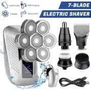 Men 7D Electric Beard Nose Hair Trimmer Ear Mustache Remover Head Shaver Clipper