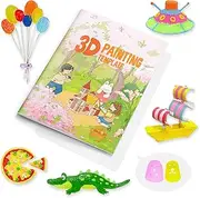 Dayker 3D Pen Printing Drawing Book, Reusable 40 Patterns Painting Graffiti Template with A PVC Transparent Board, 3D Art Thick Paper Stencils for Kids and Adults Starter 3D DIY Gifts
