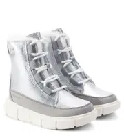[Sorel Kids] Sorel Kids Sorel Explorer III Lace metallic leather ankle boots UK 7 silver