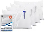 Utopia Bedding Waterproof Pillow Protectors with Zipper Standard Size (4 Pack), Terry Pillow Covers, Bed Bug and Dust Mite Proof