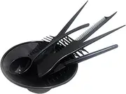 Hair Dyeing Brush Bowl Kit 6pcs Accessory Set Mixing Bowl Brush and Comb for Tint Mixing Black