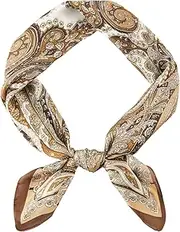 [GERINLY] Vintage Silk Feel Square Scarf for Men Satin Bandana Tiny Medallion Print Neckerchief Geometry Head Scarf