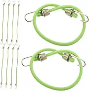 MOKKHNB 10pcs Mini Elastic Bungee Cords with Hooks Durable and Adjustable Luggage Straps for Camping Outdoor Activities and Travel Green Heavy Duty Elastic Rope