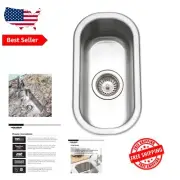 Elegant 10" Undermount Stainless Steel Bar Sink with Grid & Strainer Included