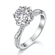 Round Cut 3.00Ct Moissanite Tulip Unique Pave Setting Party Wear Ring 925 Silver