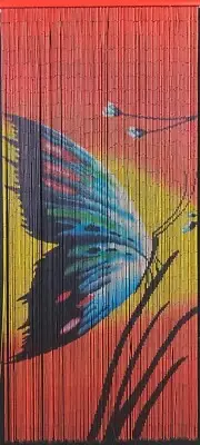 Butterfly Bamboo Door Curtain Hand Painted 125 Strings