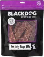 Black Dog Roo Jerky Straps 800gm Kangaroo Pet Dog Treats Chews Soft Protein