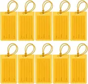 uxcell Luggage Tags, 10 Pcs Flexible PVC Travel Bag Name ID Identifier Label Tags Travel Essentials for Suitcases Bags Baggage Handbags, Yellow