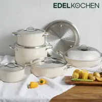 在飛比找蝦皮購物優惠-韓國Edelkochen 米白色 3層不鏽鋼鍋 牛奶鍋 燉鍋