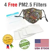20 FACE MASK Washable COTTON Purple PAISLEY Nose Wire With 4 FREE PM2.5 Filters