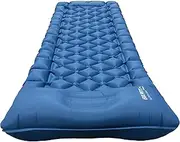 YEEKORO Single Sleeping Pad for Camping, Ultralight Inflatable Sleeping Mat with Pillow and Built-in Foot Pump, Portable Camping Mattress for Tent, Backpacking, Hiking, Traveling (Single,Blue)