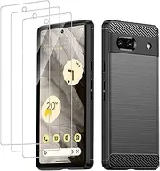 Electro-weideworld Case for Google Pixel 7A + [3 Pack] Screen Protector, Shock-Absorption Flexible Silicone Protective Cover Phone Case for Google Pixel 7A
