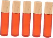DECOMELODY 5Pcs Mini Glass Bottles with Wooden Lid Portable Containers for Essential Oils and Perfumes Travel Storage Matte Orange