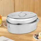 Fish Steamer 16in Easy Carrying Comfortable Handle Baking Tray Seafood Eggs