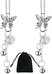 2 Pcs Nipple Clip With Bells Pendant Nipple Clamps Non Piercing Adjustable Breast Clamps Nipple Sexy Accessories Decoration