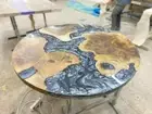 Walnut Epoxy Table - Solid Wood Rustic Table with Modern Furniture Design