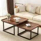 Irregular Wooden Coffee Table Set 2-in-1