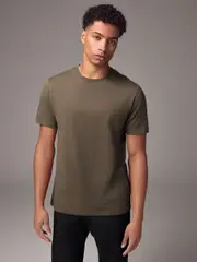 Neutral Brown Regular Fit Essential Crew Neck Cotton T-Shirt (E91685) | $15