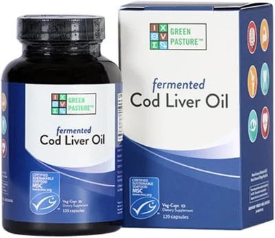 Green Pasture Fermented Cod Liver Oil -Non-Gelatin 120 Capsules