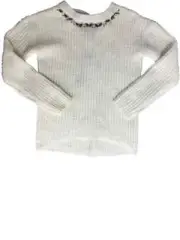 Girls Cream Knit Rhinestone Chunky Knitted Pullover Sparkly Pull Over Sweater