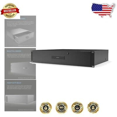 19" Equipment Rack Drawer - 2U Lockable Aluminum Storage for Servers and AV Gear