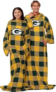 FOCO Green Bay Packers NFL Buffalo Plaid Oversized Wearable Throw Blanket - 48" x 71"