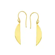 14K Yellow Gold Shiny Drop Half Oval Circle Earrings