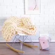 Hand Knitted Thick Acrylic Yarn Chunky Blanket Tight Knit Throw Rug 120x180cm Beige Yellow