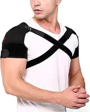 Double Shoulder Brace Shoulder Support Strap for Men Women Rotator Cuff,Dislocated Joints,Muscle Pain Relief, for Posture Correction Shoulder Belt Back Stabilizer,S