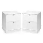 Set of 2 Bedside Table Bedroom Storage Nighstand Side Table 2 Drawer White