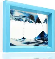 WHIMSYYY Moving Sand Art Liquid Motion Bubbler Flowing Sand Art Picture Desktop Sensory Calming Fidget Toy Voted Best Gift!(Ocean Heart)