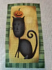 Debbie Mumm Black Cat Needlepoint 18 Mesh Halloween Fall 7" x 4"