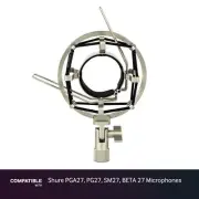 Silver Shock Mount fits Shure PGA27, PG27, SM27, BETA 27 Microphones