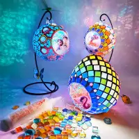 在飛比找蝦皮商城精選優惠-DIY可懸掛燭臺 現貨創意馬賽克手工親子鐵架微觀玻璃花瓶兒童
